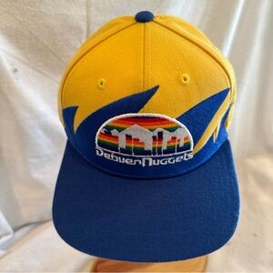Denver Nuggets Yellow Blue Cap Sharktooth Trucker Hat Mitchell Ness SnapBack